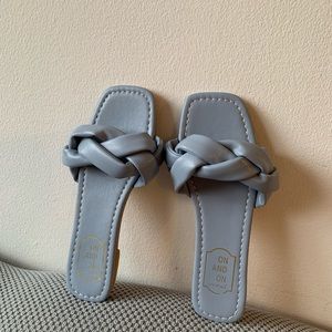 Padded Woven Leather Slide Sandals